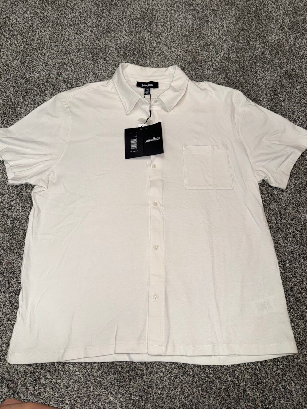 Neiman Marcus Men’s Large White Short Sleeve Button Down Shirt NWT